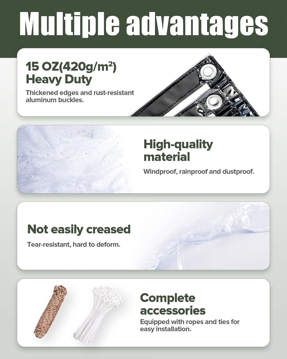Transparent Tarpaulin 4x5m 420gsm Heavy Duty Clear Vinyl Waterproof Outdoor Tarp