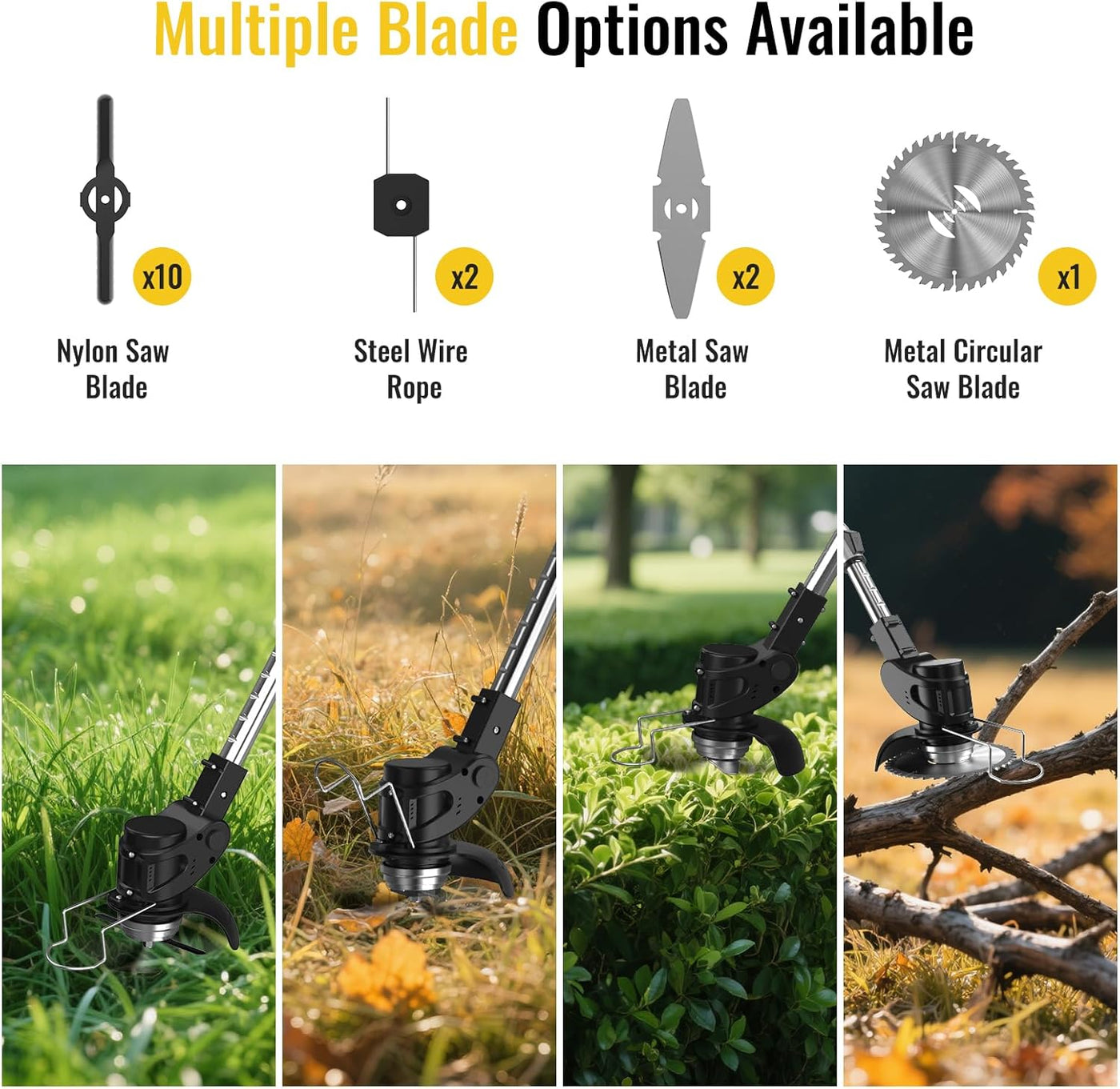 Cordless Grass Trimmer 21V 4.0Ah Garden Strimmer 4 Blades 2 Battery Conentool