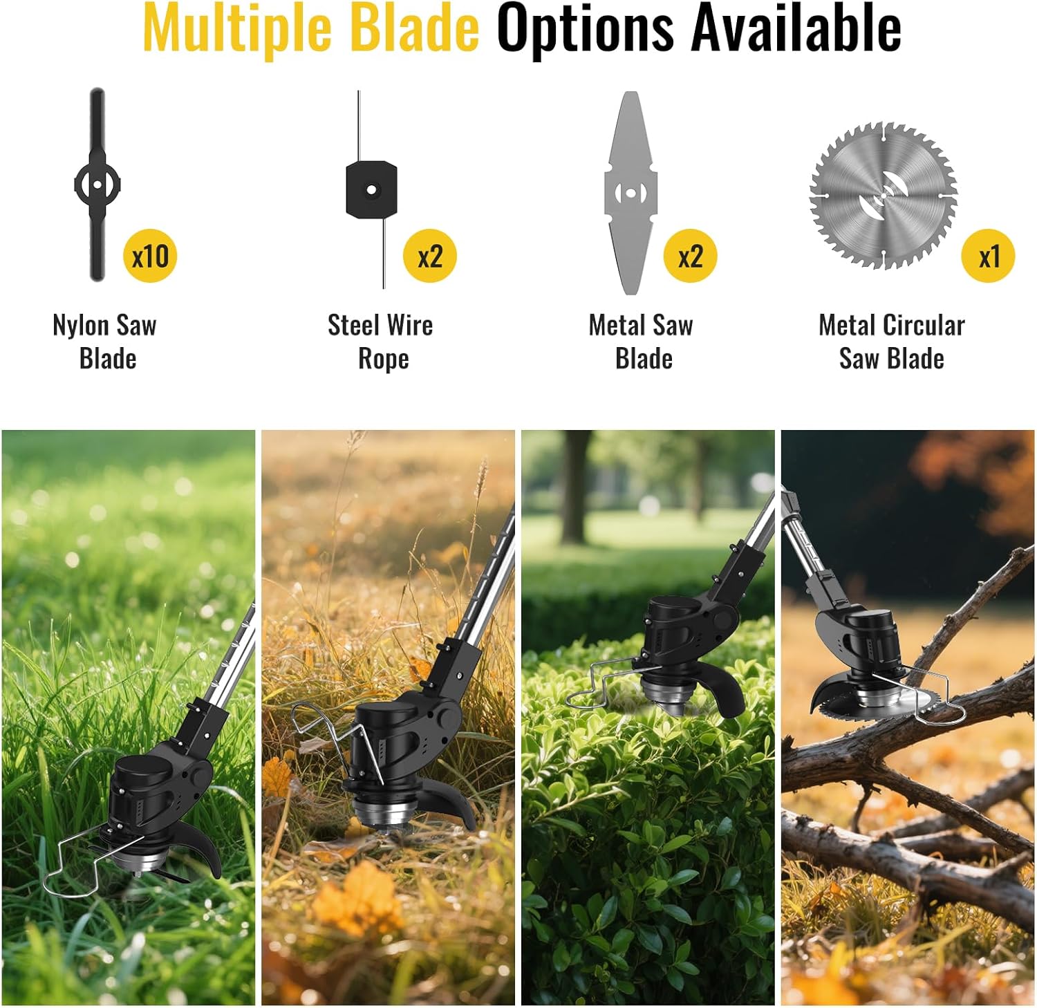 Cordless Grass Trimmer 21V 4.0Ah Garden Strimmer 4 Blades 2 Battery Conentool
