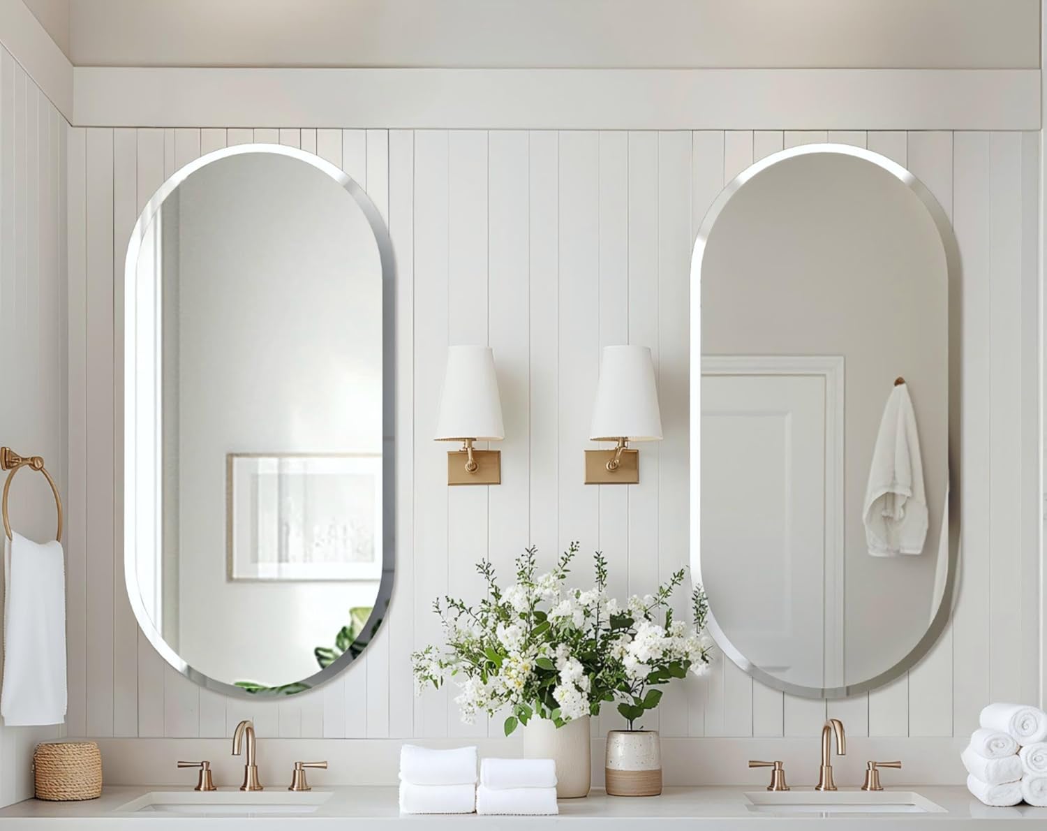 Oblong Wall Mirror 60x120cm Frameless Beveled Edge Silver Mirror