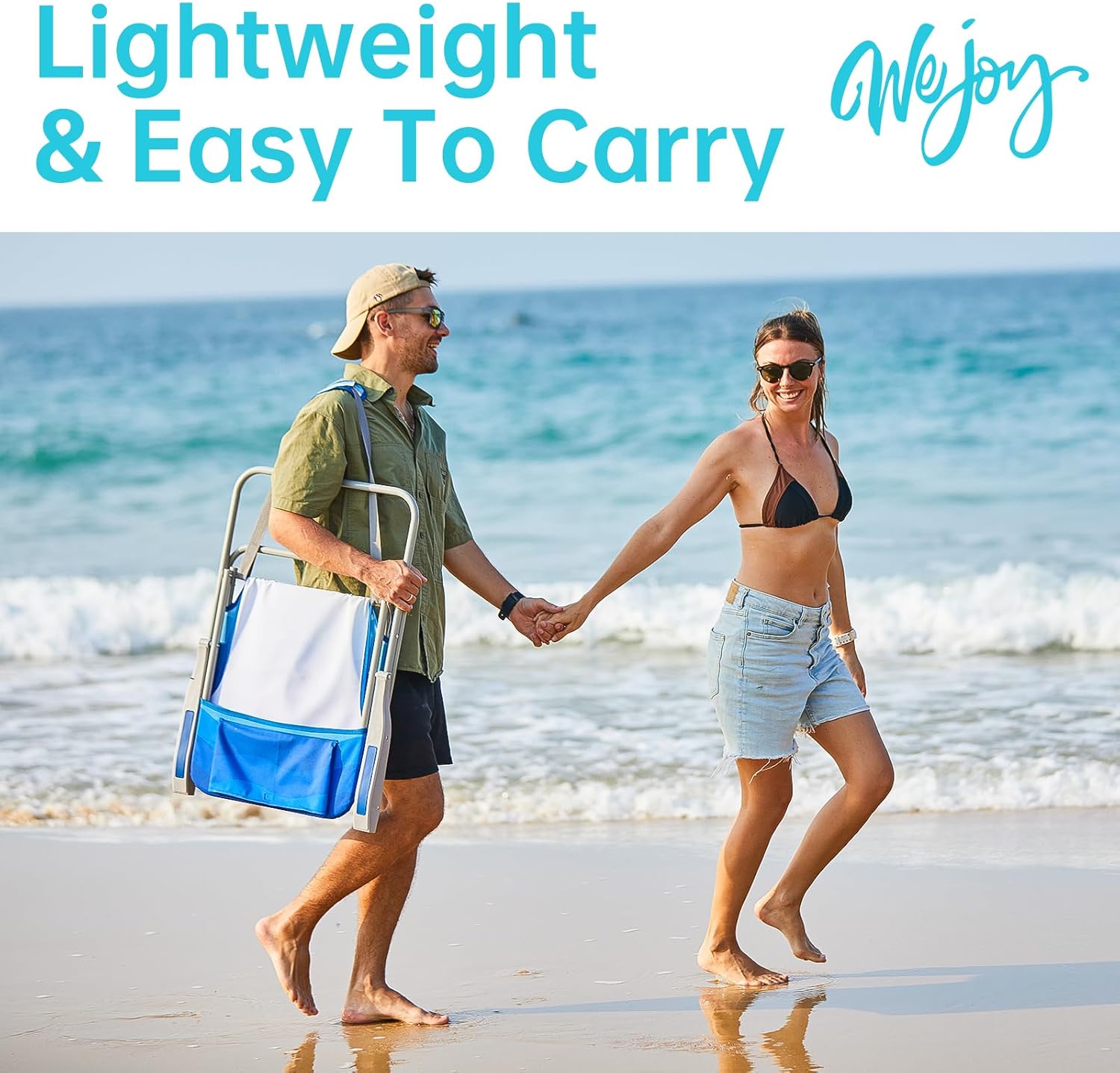 Folding Beach Chair Lightweight Portable High Back Armrest WEJOY