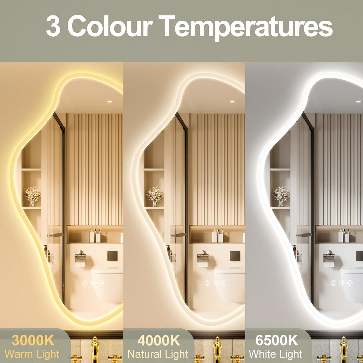 Irregular LED Bathroom Mirror 90 x 50cm Bluetooth Anti-Fog STARLEAD