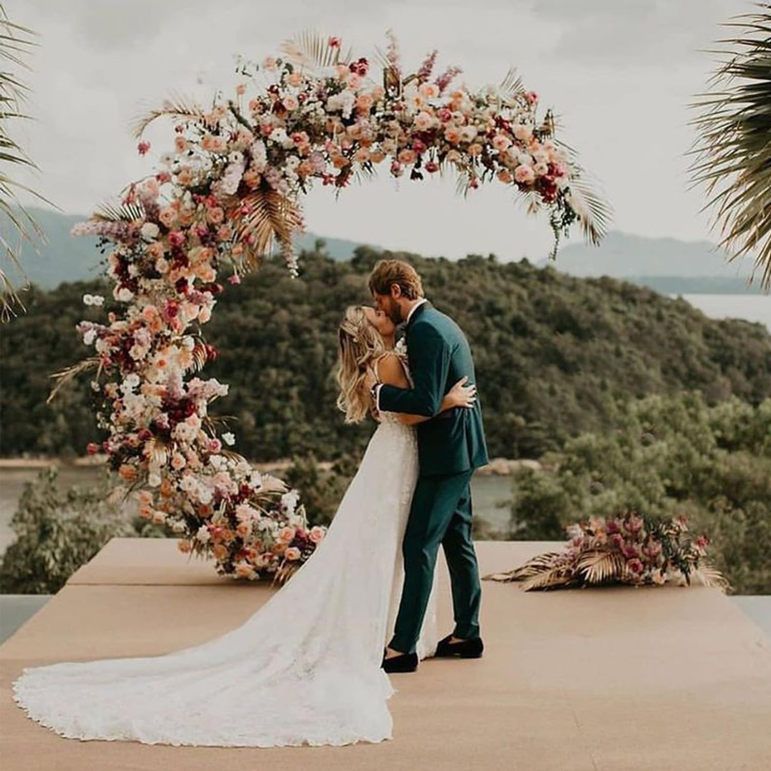 Wedding Arch Stand 2.1m Gold Balloon Backdrop Frame Curved Metal