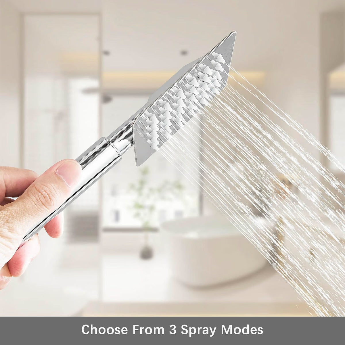 Thermostatic Shower Mixer Set Square Rainfall Head Handheld Chrome Bathroom Kit