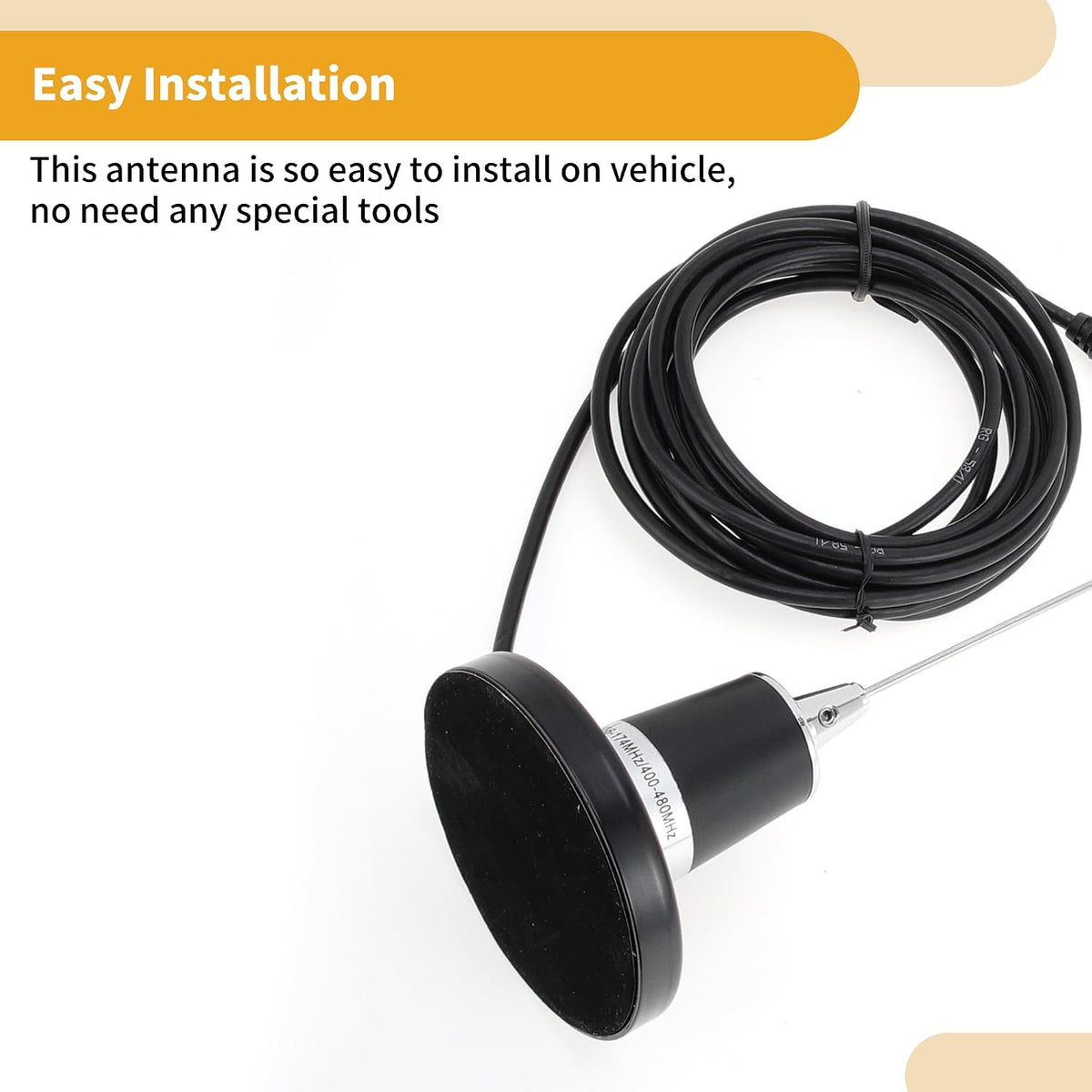 Car Radio Antenna 23.6 Inch Universal Sucker Mount 157.5 Inch Cable Black Aerial
