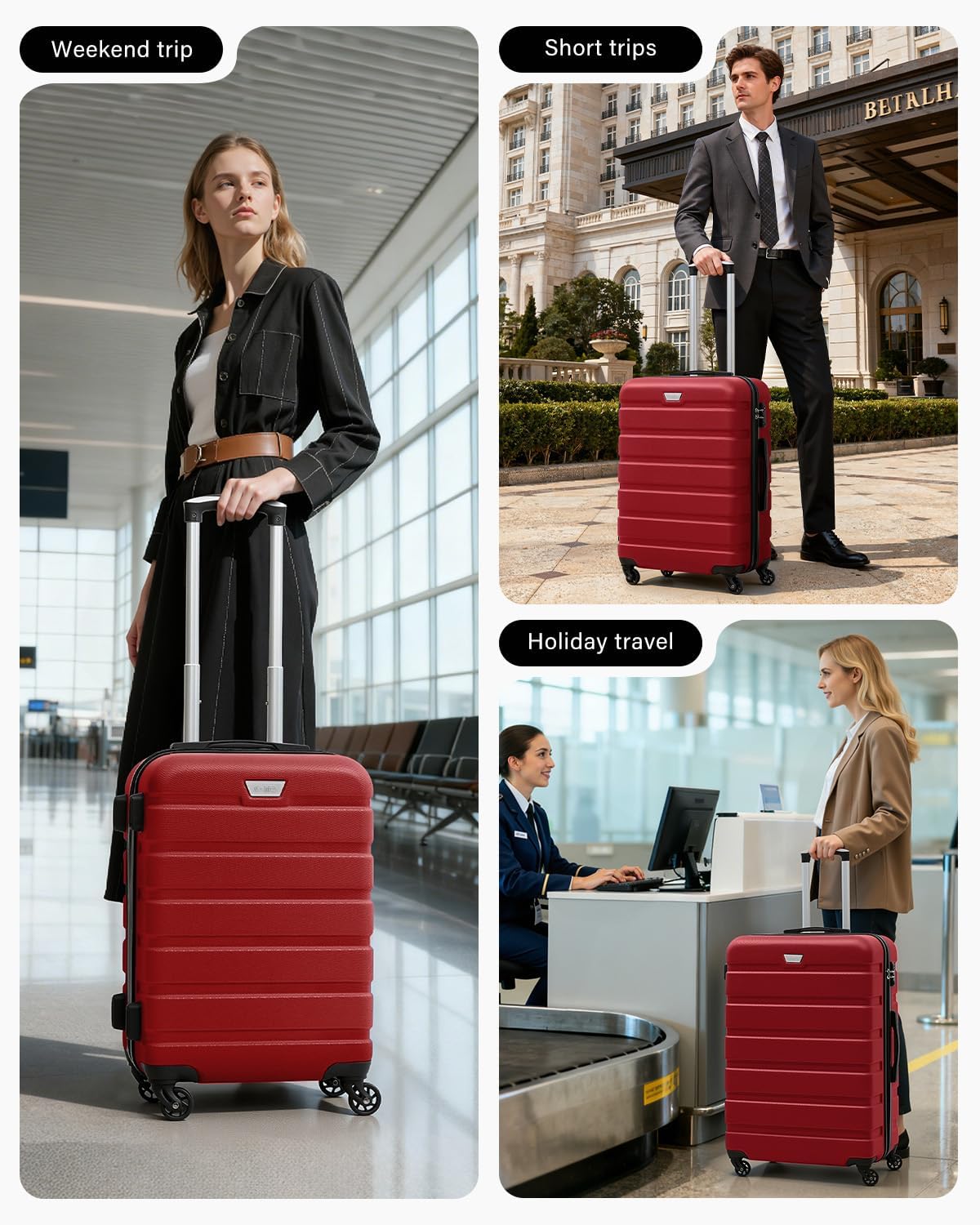 Carry On Suitcase 20 Inch ABS PC Hard Shell Cabin Luggage for EasyJet COOLIFE