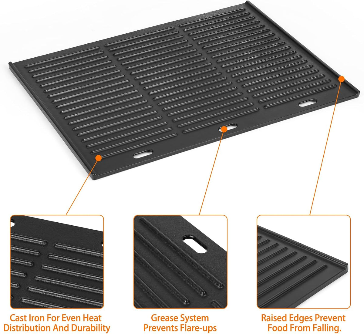 Cast Iron BBQ Griddle Plate 45.5x35cm Universal Outdoor Grill Onlyfire
