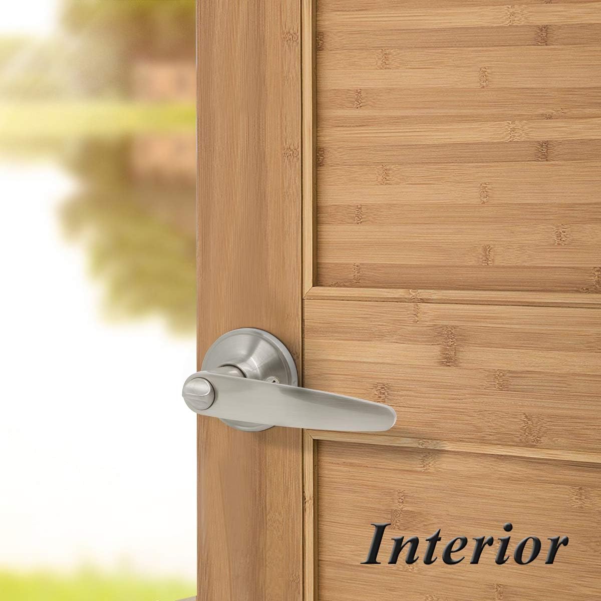 Probrico Satin Nickel Privacy Door Handle for Bedroom/Bathroom
