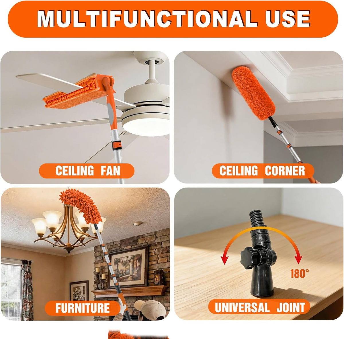 Telescopic Feather Duster 7.2m 5 Piece Microfiber Ceiling Fan SISUPASSIE