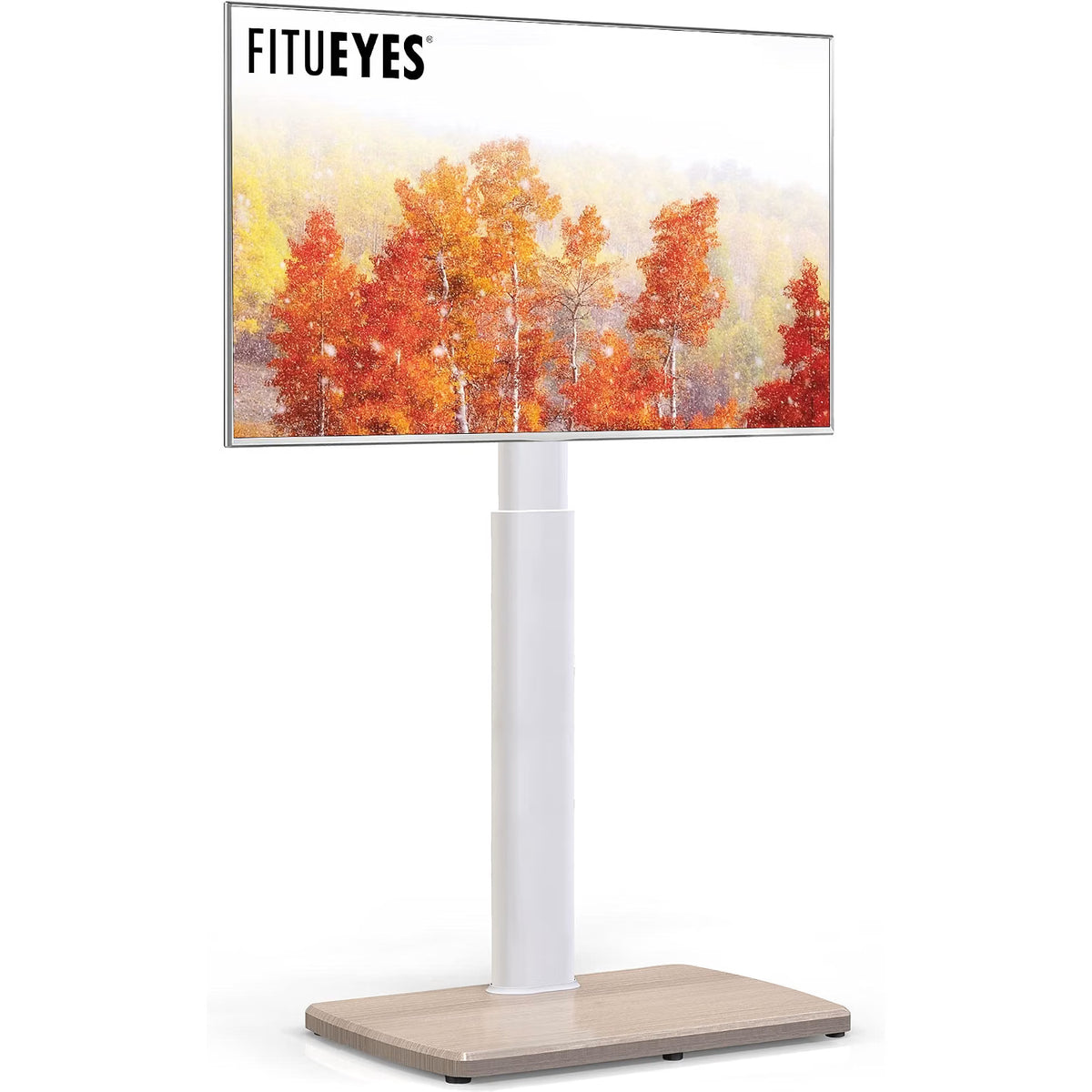 TV Floor Stand 32-70 Inch White 20mm Wood Base Universal FITUEYES Display Mount