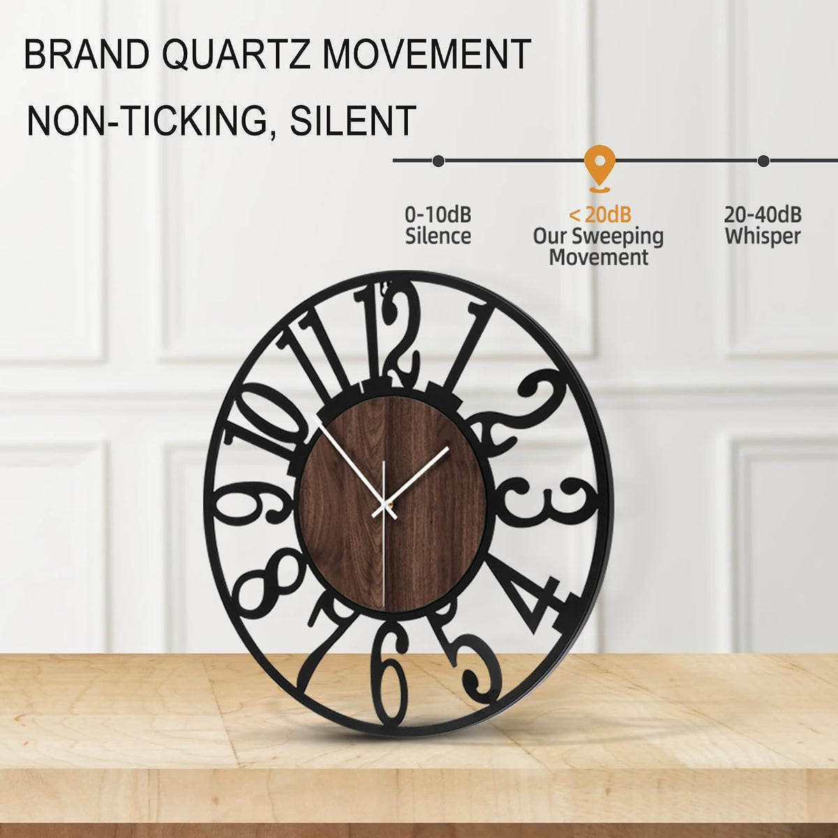 Large Wall Clock 60cm 24 Inch Silent Battery Operated Retro Vintage Home Decor