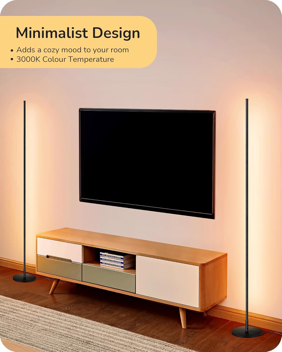 LED Floor Lamp 146cm Dimmable Standing Lamp 2 Pack 3000K EDISHINE