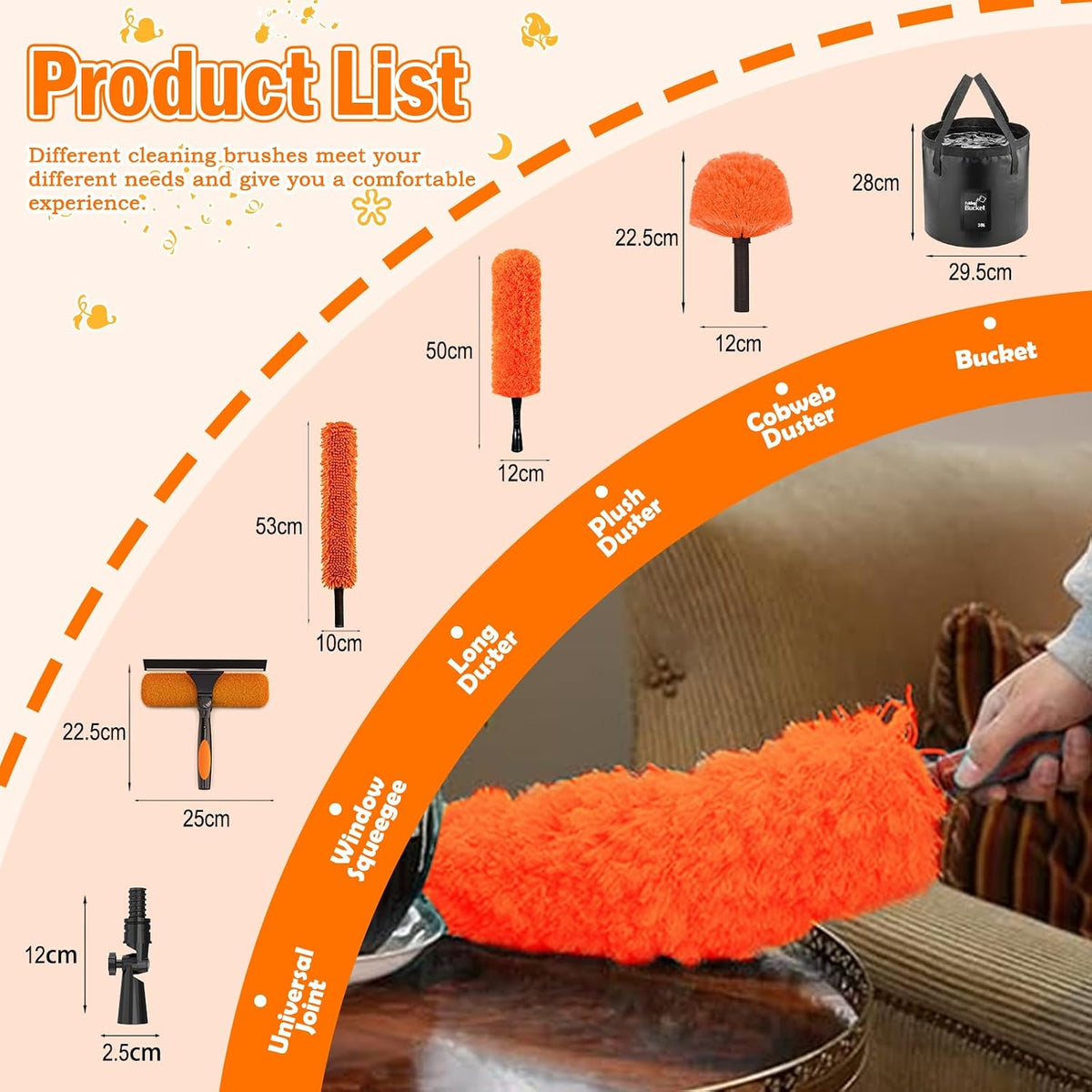 Telescopic Feather Duster 6m Cobweb Brush Window Cleaning Kit LAANPOLE