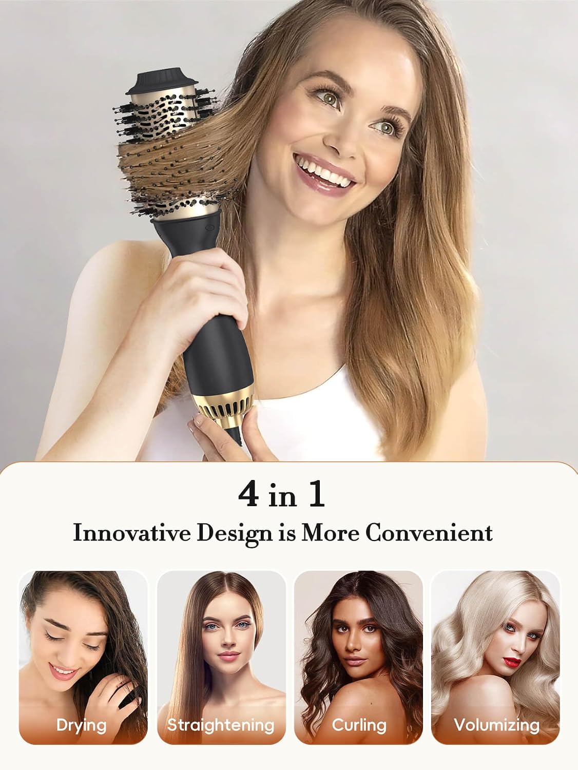 Hair Dryer Brush 60mm Oval Hot Air Styler Volumiser Blowout Brush LANDOT Ionic