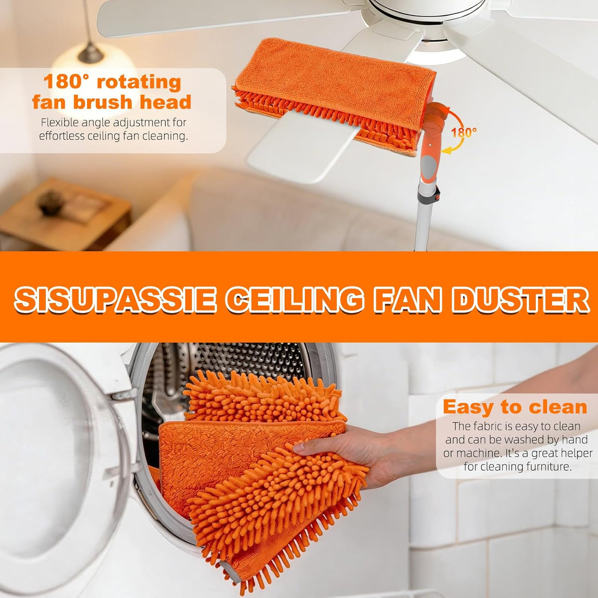 Telescopic Feather Duster 7.2m 5 Piece Microfiber Ceiling Fan SISUPASSIE