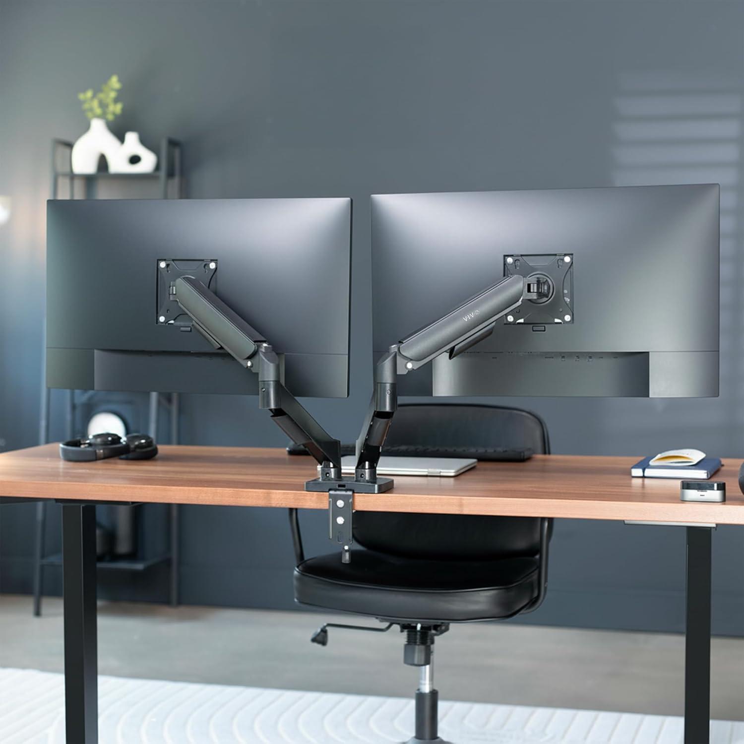 Dual Monitor Desk Mount 32 Inch Pneumatic Adjustable VESA Arms VIVO Classic Stand