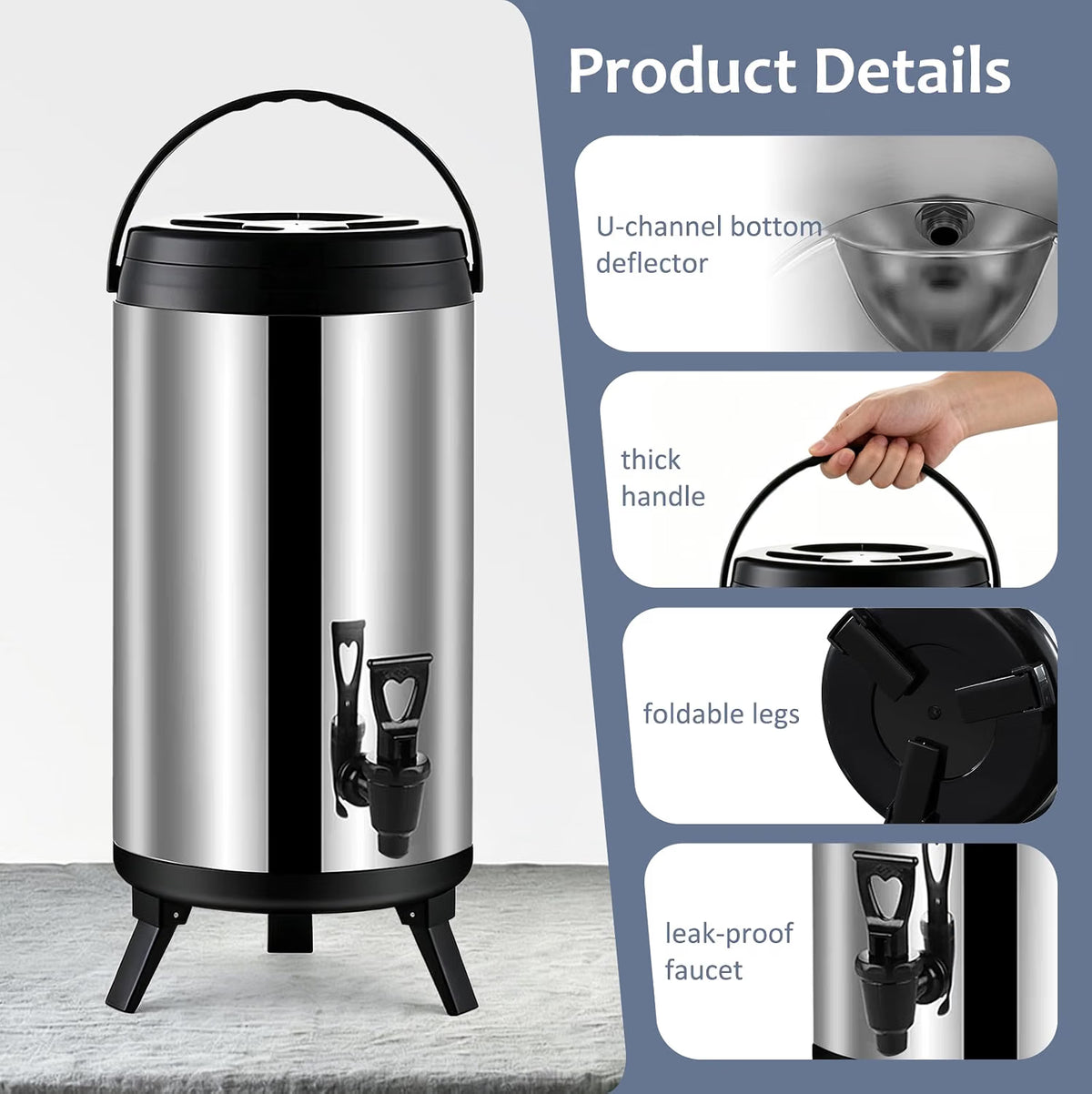 Hot Water Dispenser 12L Stainless Steel Beverage Urn Tap Insulated Drink Holder