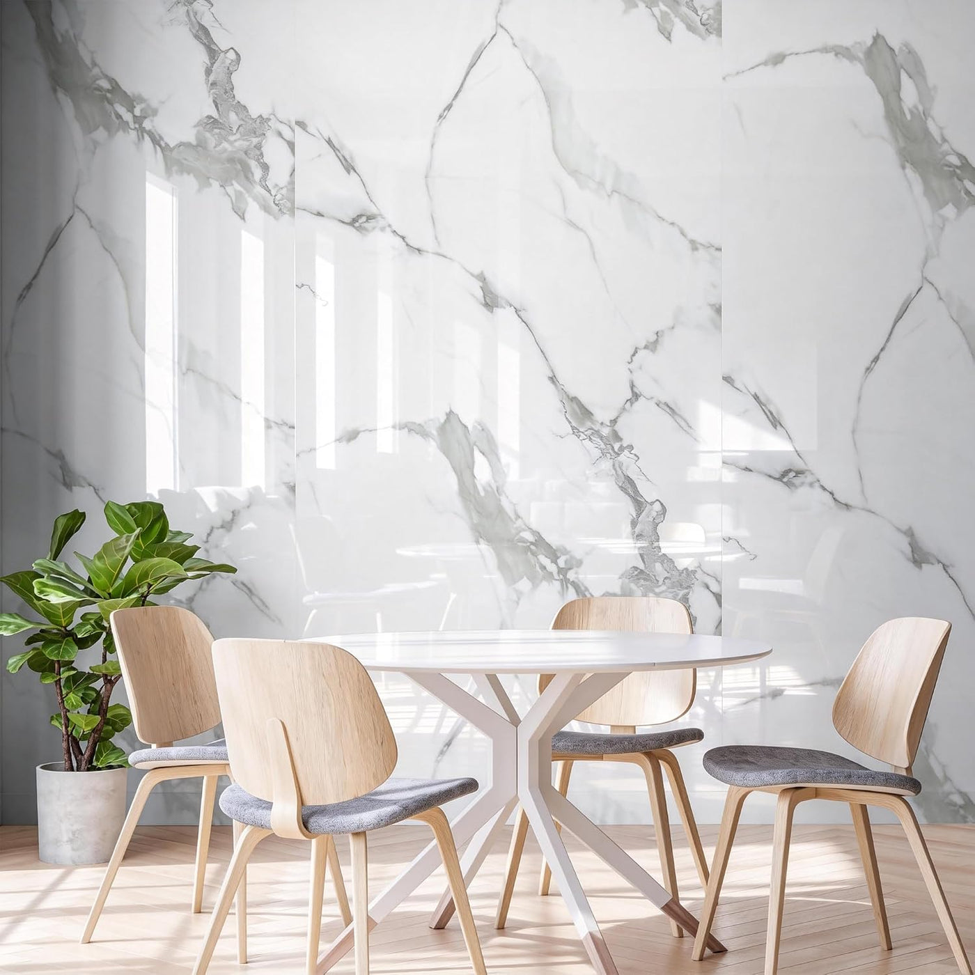 Marble Peel Stick Wall Panel 120x300cm Waterproof Carrara White Gloss sunwings