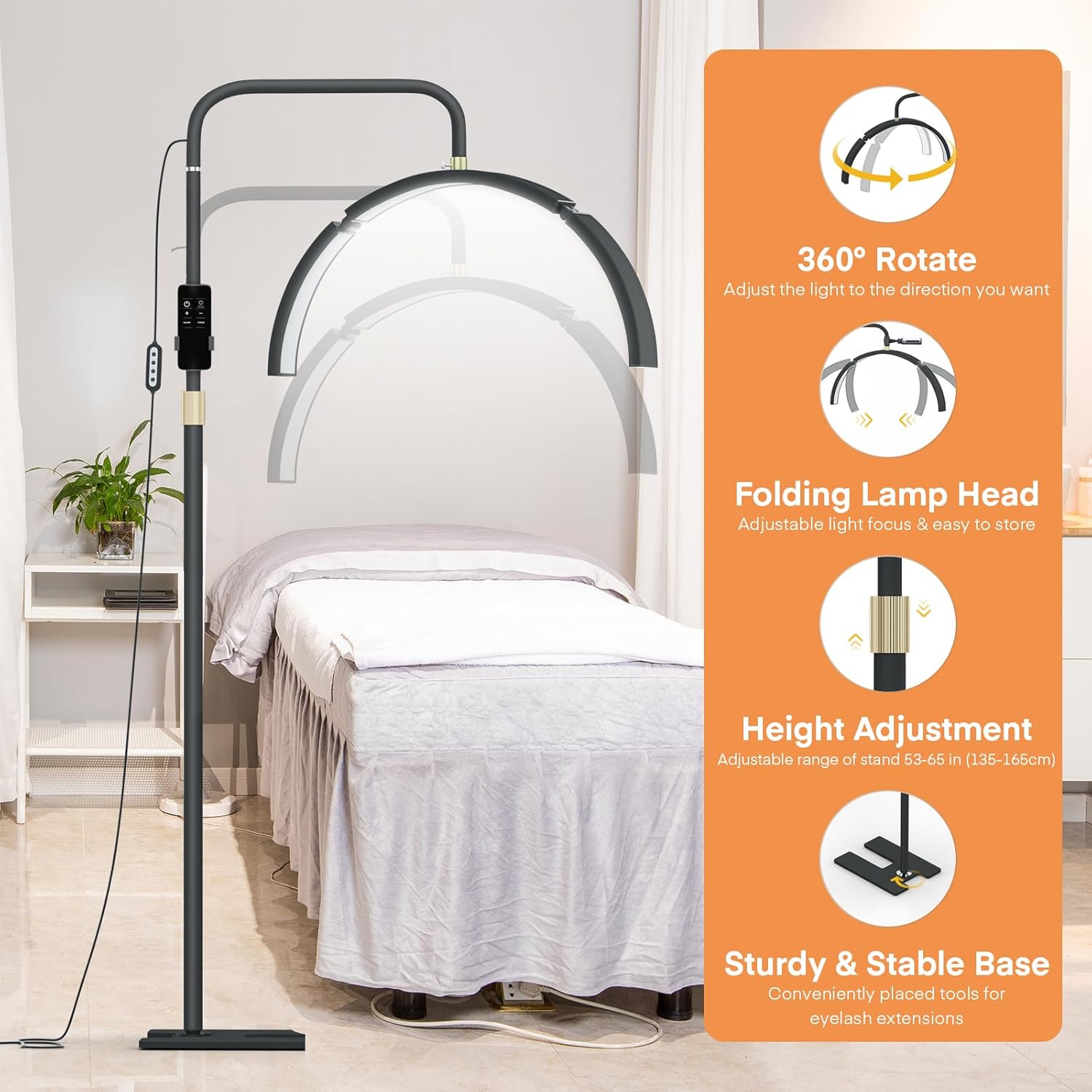 Lmaqfum 29'' Foldable LED Floor Lamp with Phone Holder & Tray for Beauty