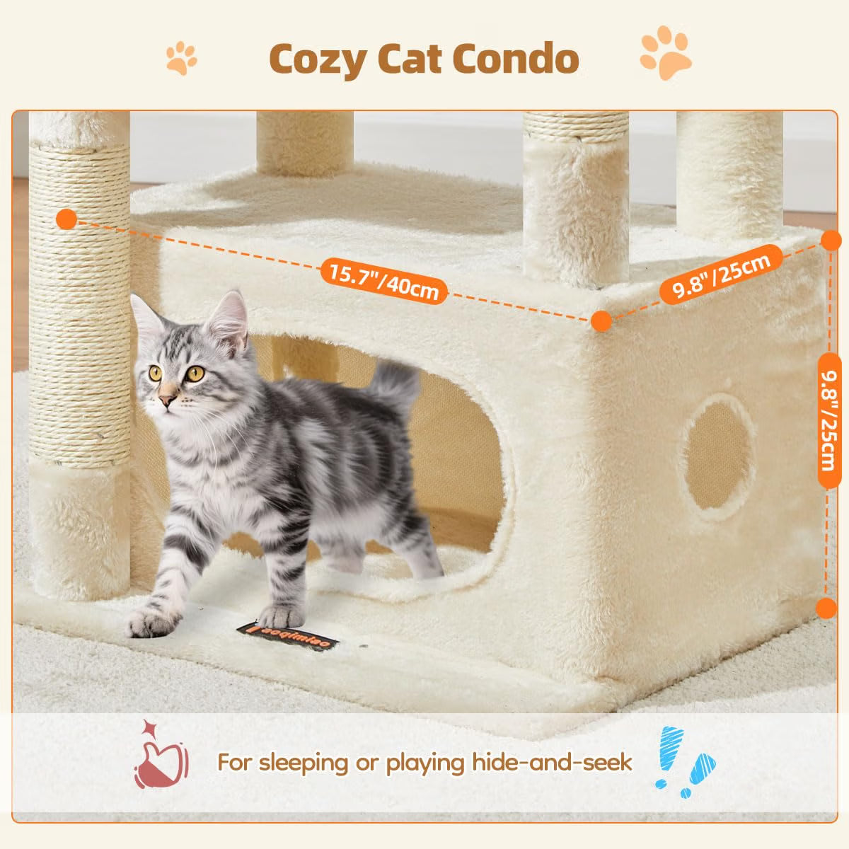 Cat Tree 98cm Small Cat Tower Scratching Climbing Activity Centre Taoqimiao Indoor