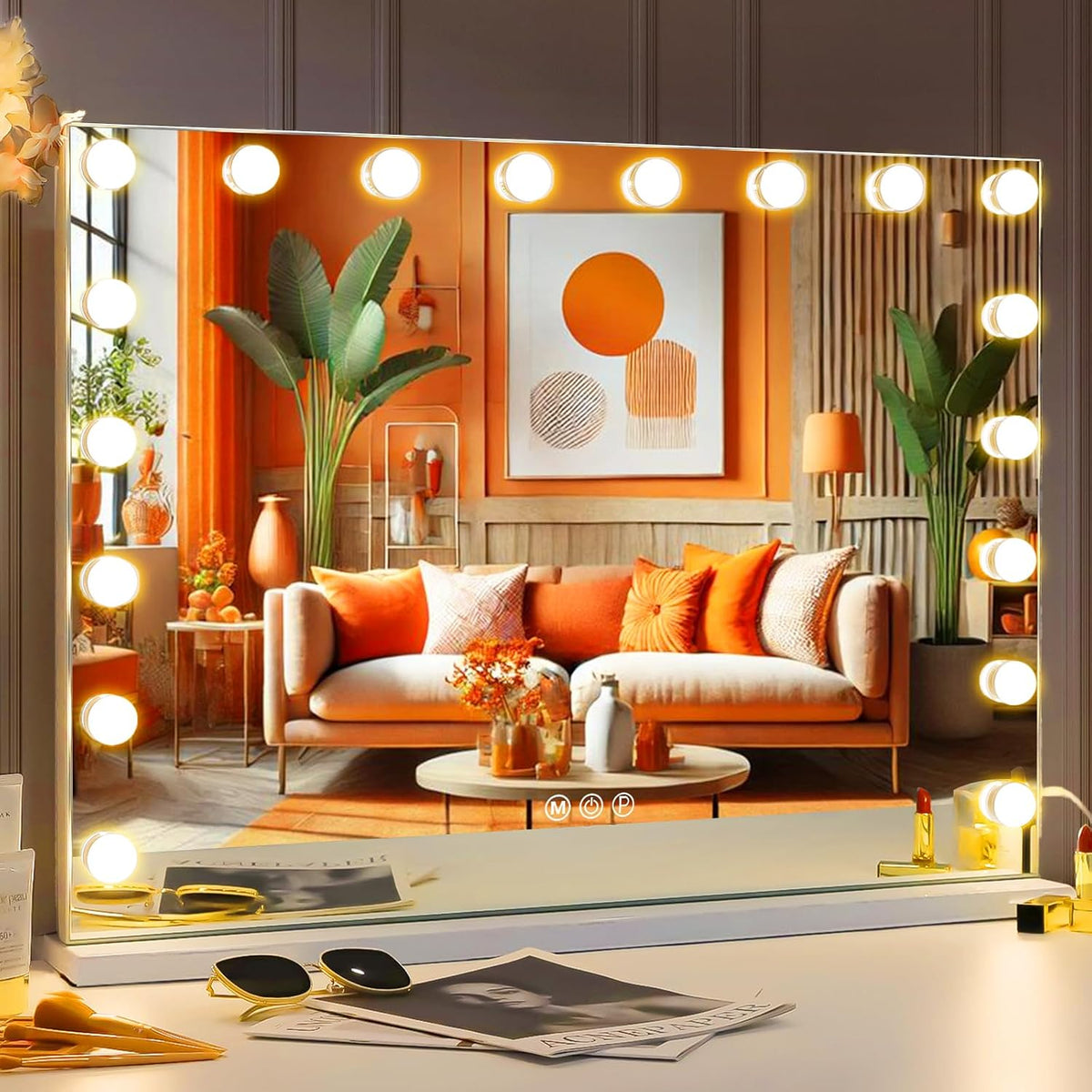 Hollywood Vanity Mirror 80x58cm 18 LED Lights Makeup Dressing FENCHILIN Mirror