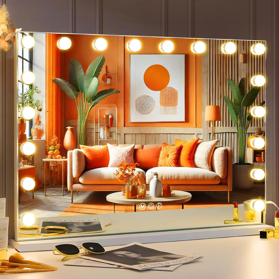 Hollywood Vanity Mirror 80x58cm 18 LED Lights Makeup Dressing FENCHILIN Mirror