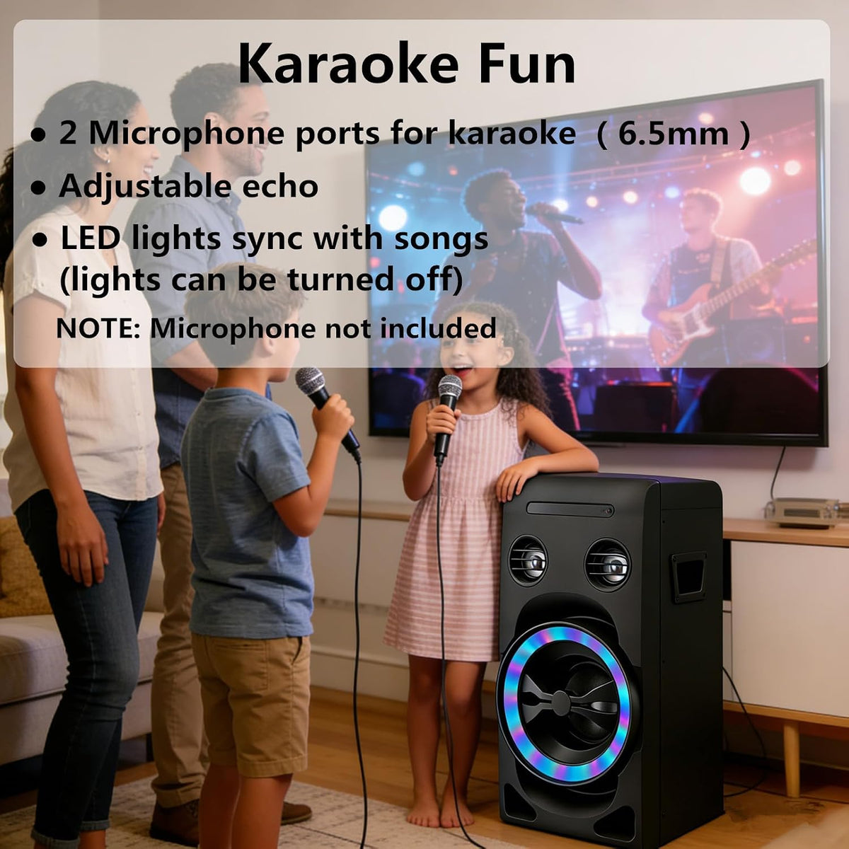 Home Stereo System 100W Bluetooth FM USB AUX Microphone Jacks HiFi