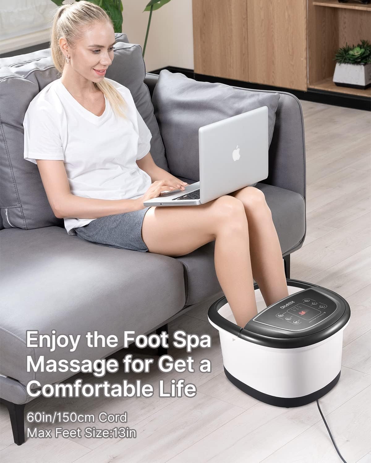 Foot Spa Massager with Heater Heated Foot Bath Relaxation Deep Black RENPHO