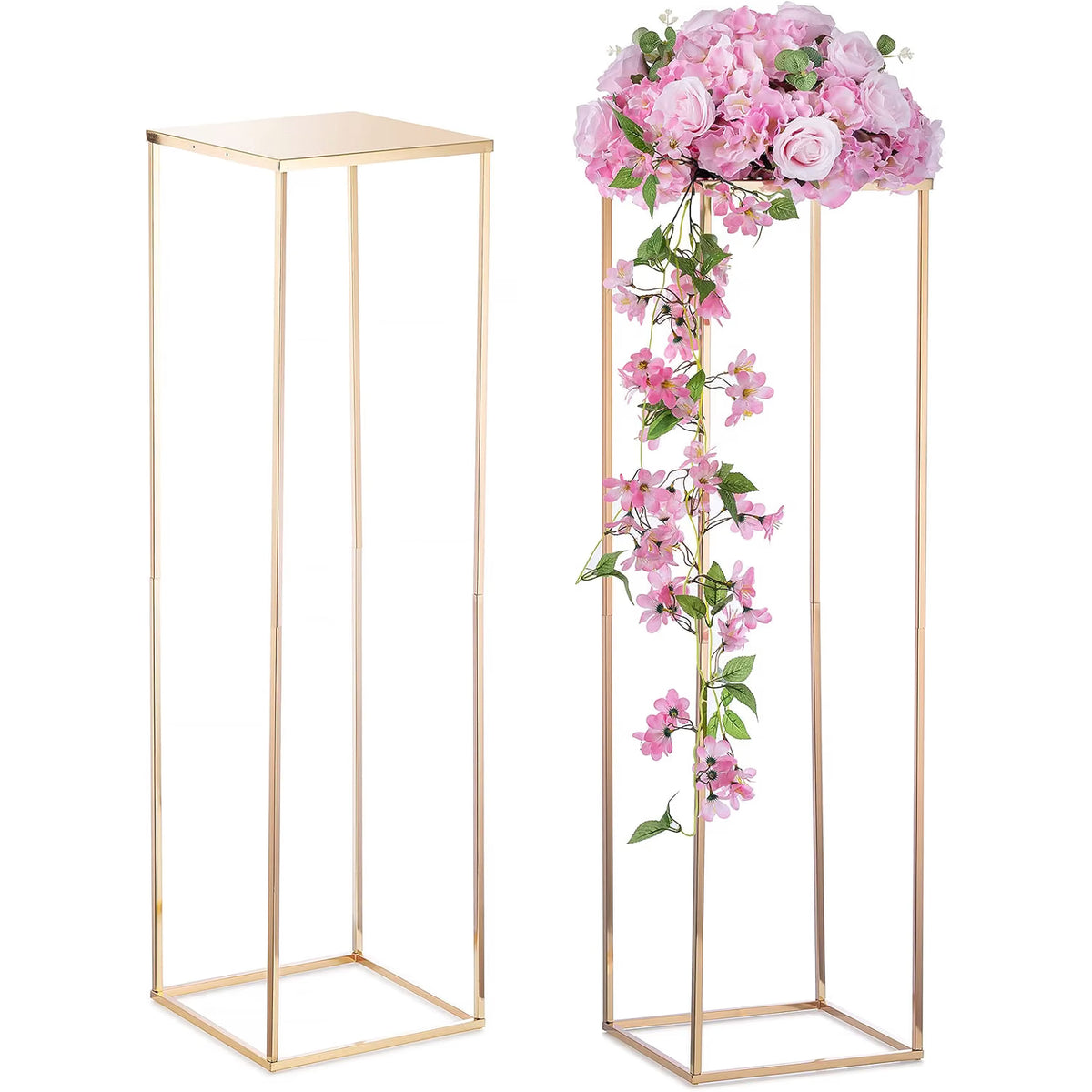 Wedding Flower Stands Gold Tall Geometric Metal Columns Event Decor NUPTIO Set