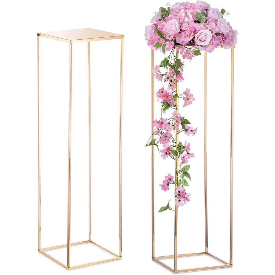 Wedding Flower Stands Gold Tall Geometric Metal Columns Event Decor NUPTIO Set