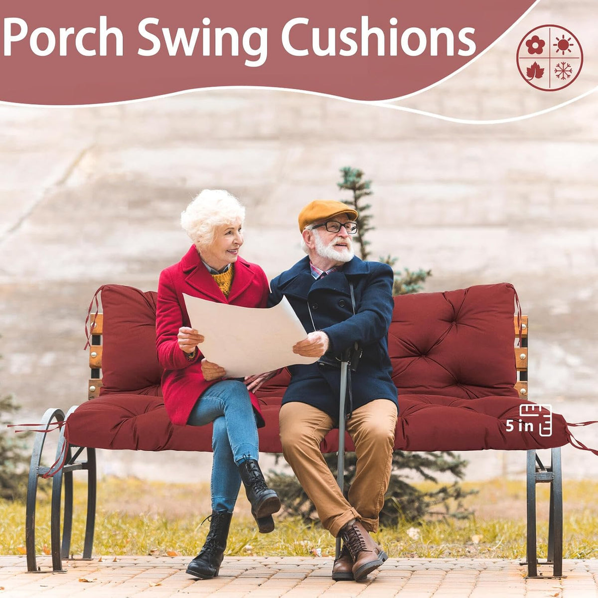 3 Seater Bench Cushion 150x100cm 13cm Thick Waterproof High Back Outdoor Swing Pad