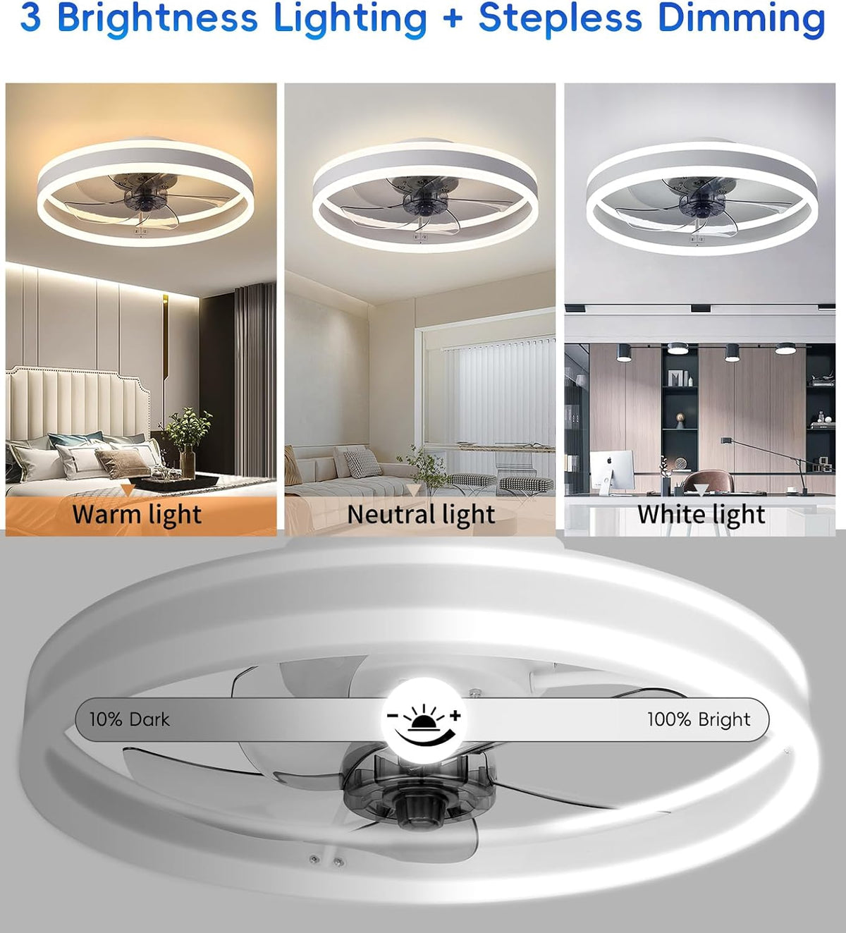 Ceiling Fan with Light Reversible DC Motor 6 Speed App Control Modern Home Fan