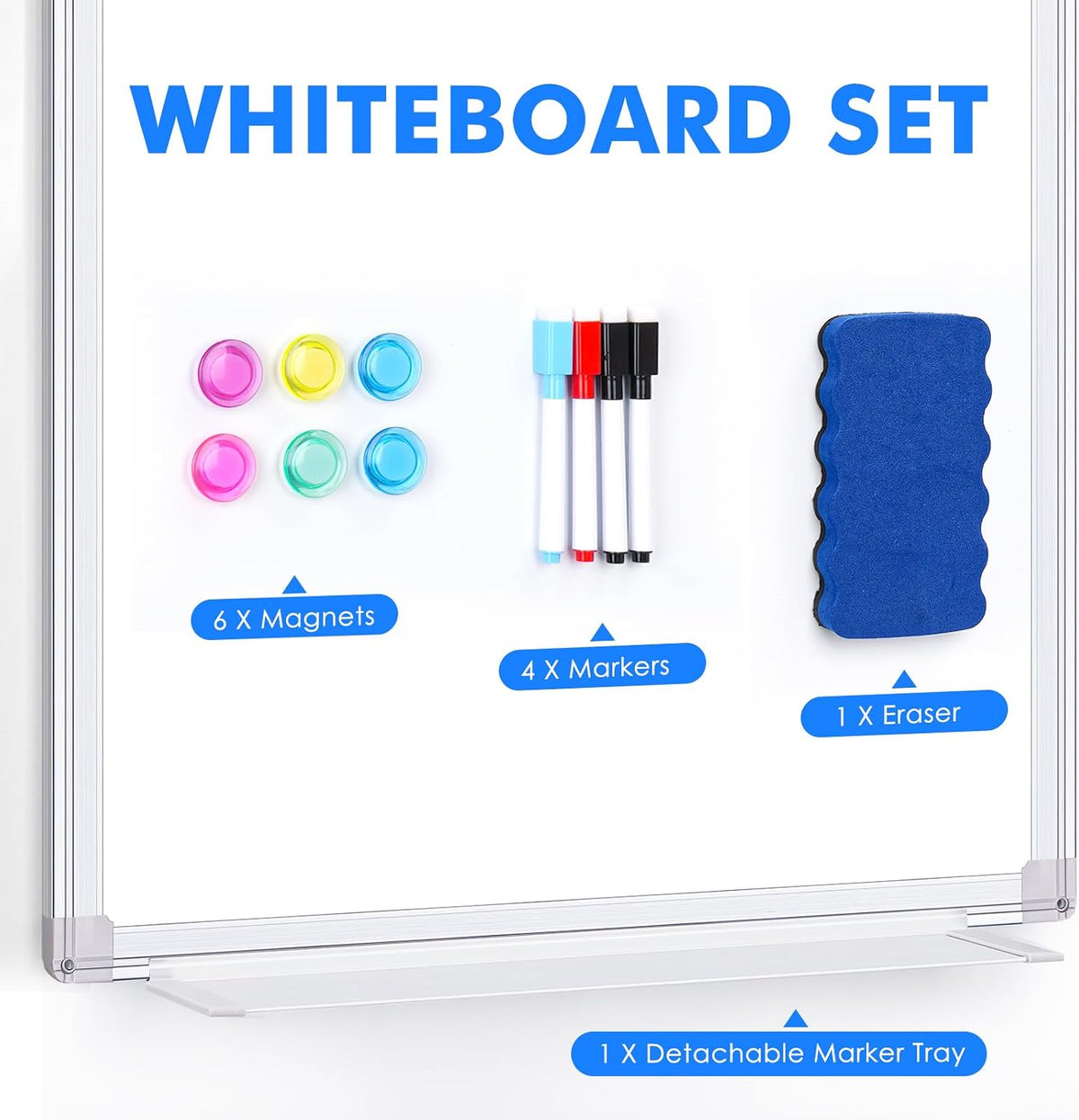 Magnetic Whiteboard 90x60cm Over Door No Drill Dry Erase Board White maxtek Home