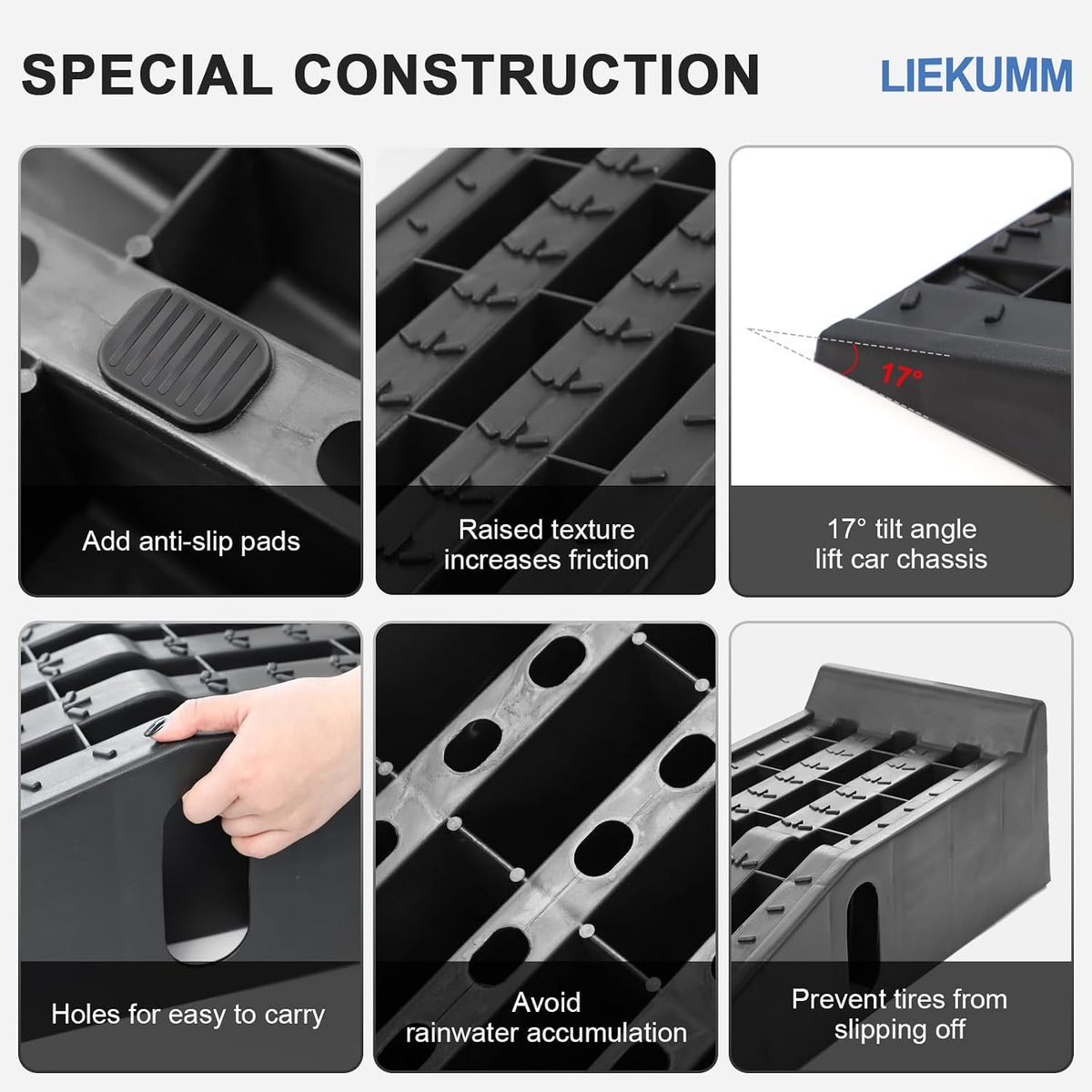 Car Ramps 3 Tonne Heavy Duty 2 Pack Plastic Vehicle Service Oil Change LIEKUMM
