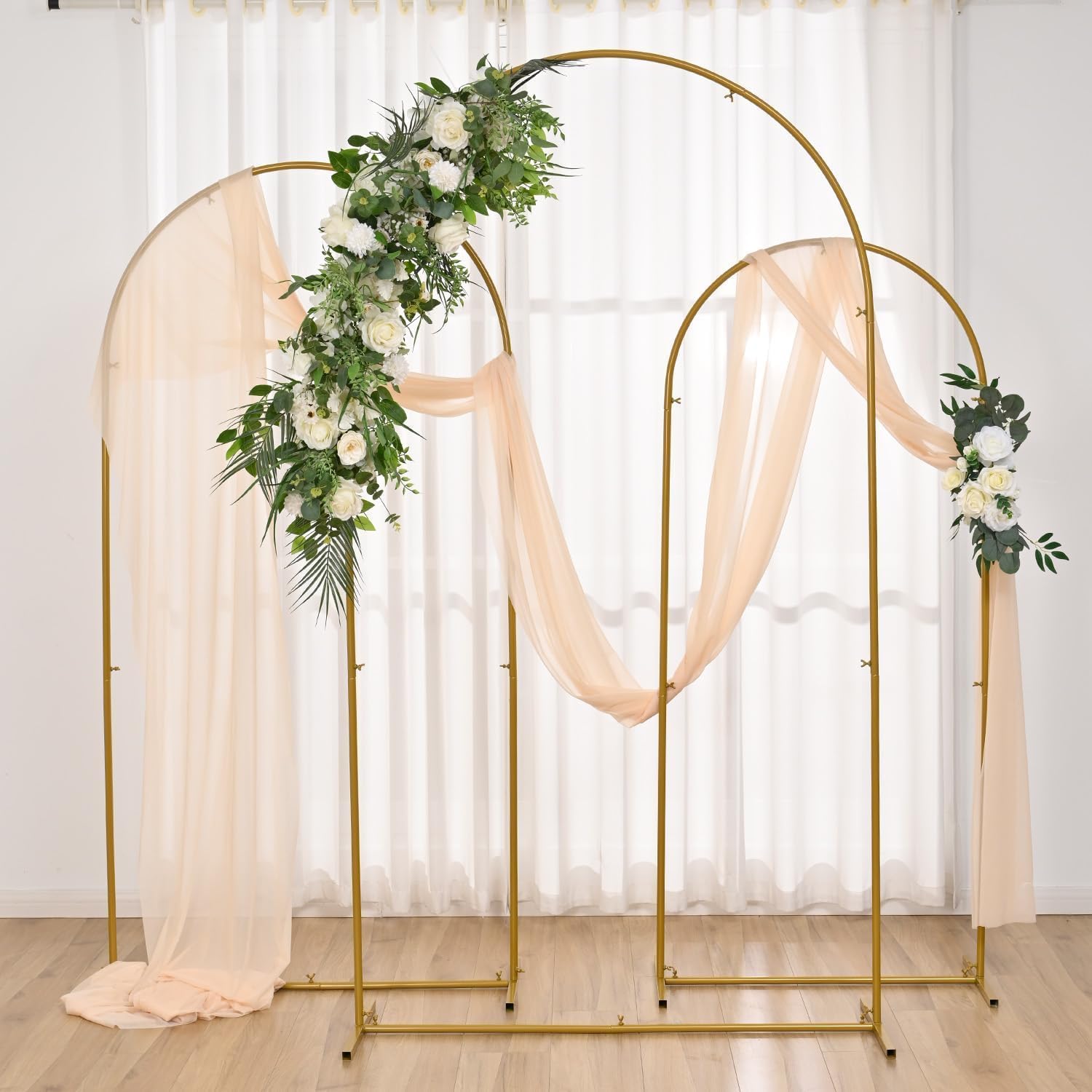 VINCIGANT Set of 3 Gold Wedding Arch Backdrop Stand, Balloon Frame Party Decor