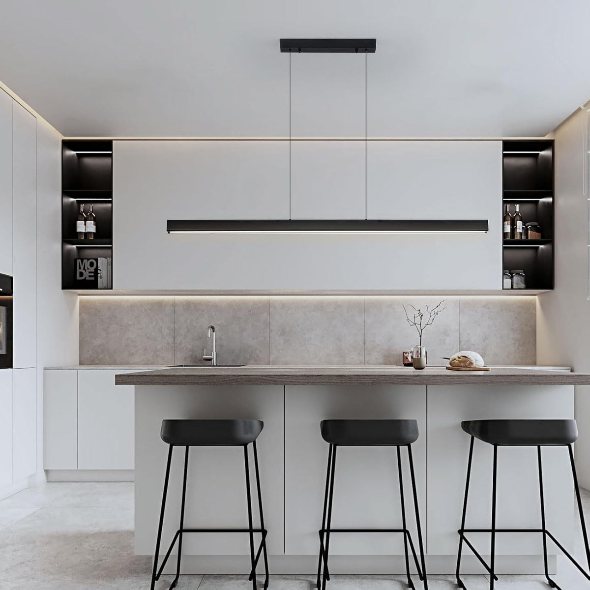 Linear Pendant Light 150cm Dimmable Remote Adjustable Kitchen Island Mikeru LED