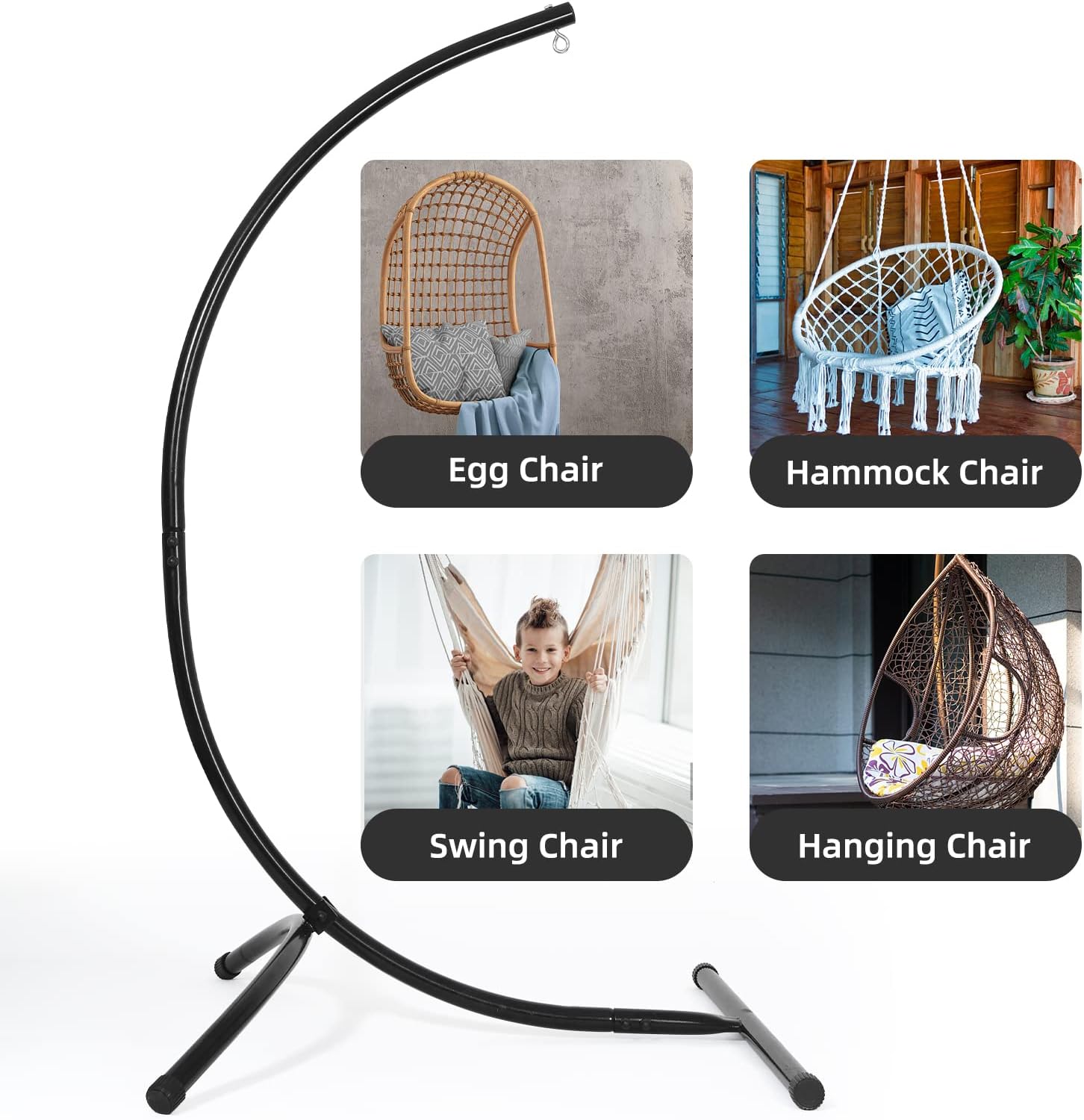 Hammock Chair Stand Only C Shape for Hanging Egg Swing Seat 350lbs GOUTIME