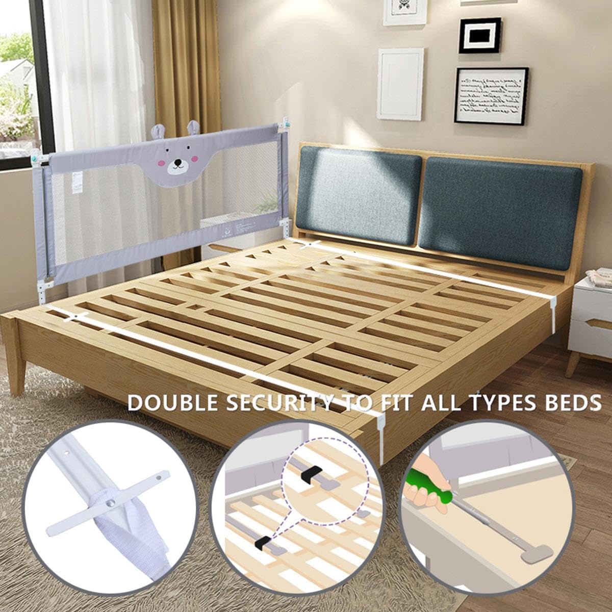 Extra Tall Bed Rail Guard for Toddlers/Kids, 180cm, Fits King/Double/Single Beds