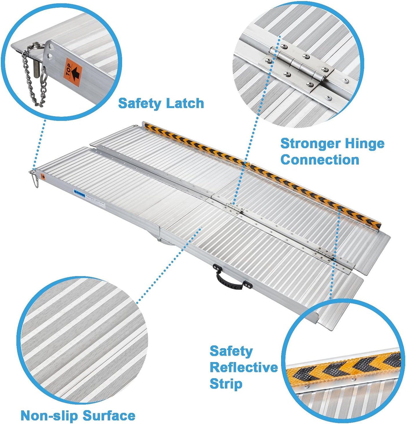 Gardhom 5FT Aluminum Folding Wheelchair Ramp 272KG Capacity for Steps & Doorways