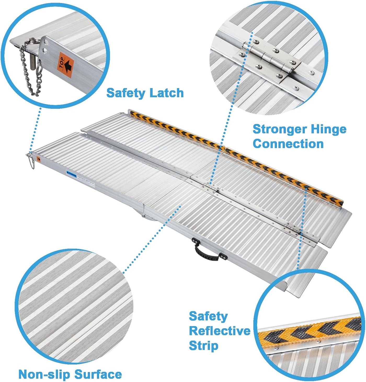 Gardhom 7FT Aluminum Wheelchair Ramp, 272KG Capacity, Folding Ramp for Steps