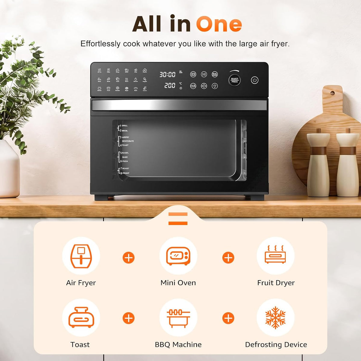 Air Fryer Oven 30L 1800W 18 in 1 Rotisserie Dual Cook Digital Touch XXXL Cooker