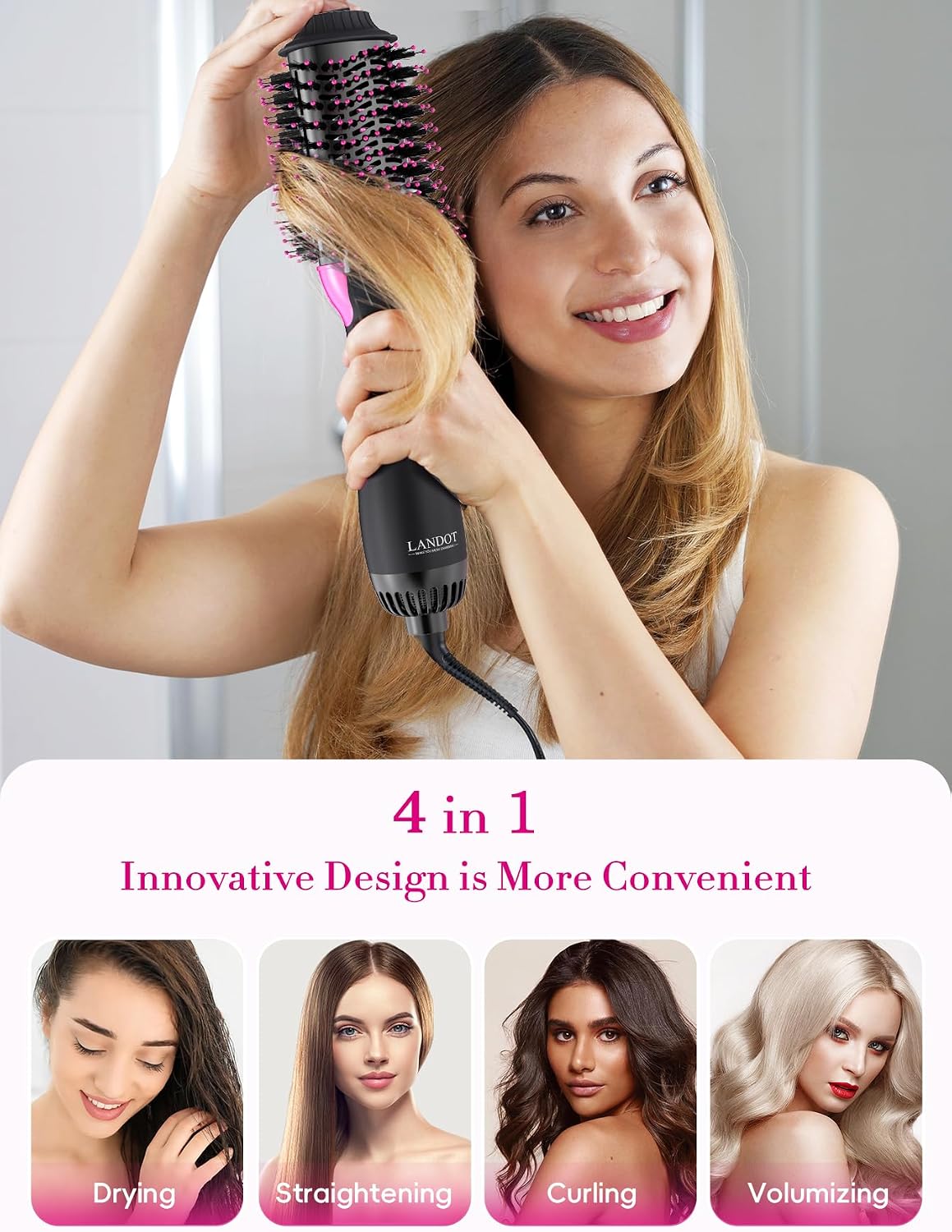 Hair Dryer Brush One Step Ionic Hot Air Styler Volumizer Blow Dry Styling Brush