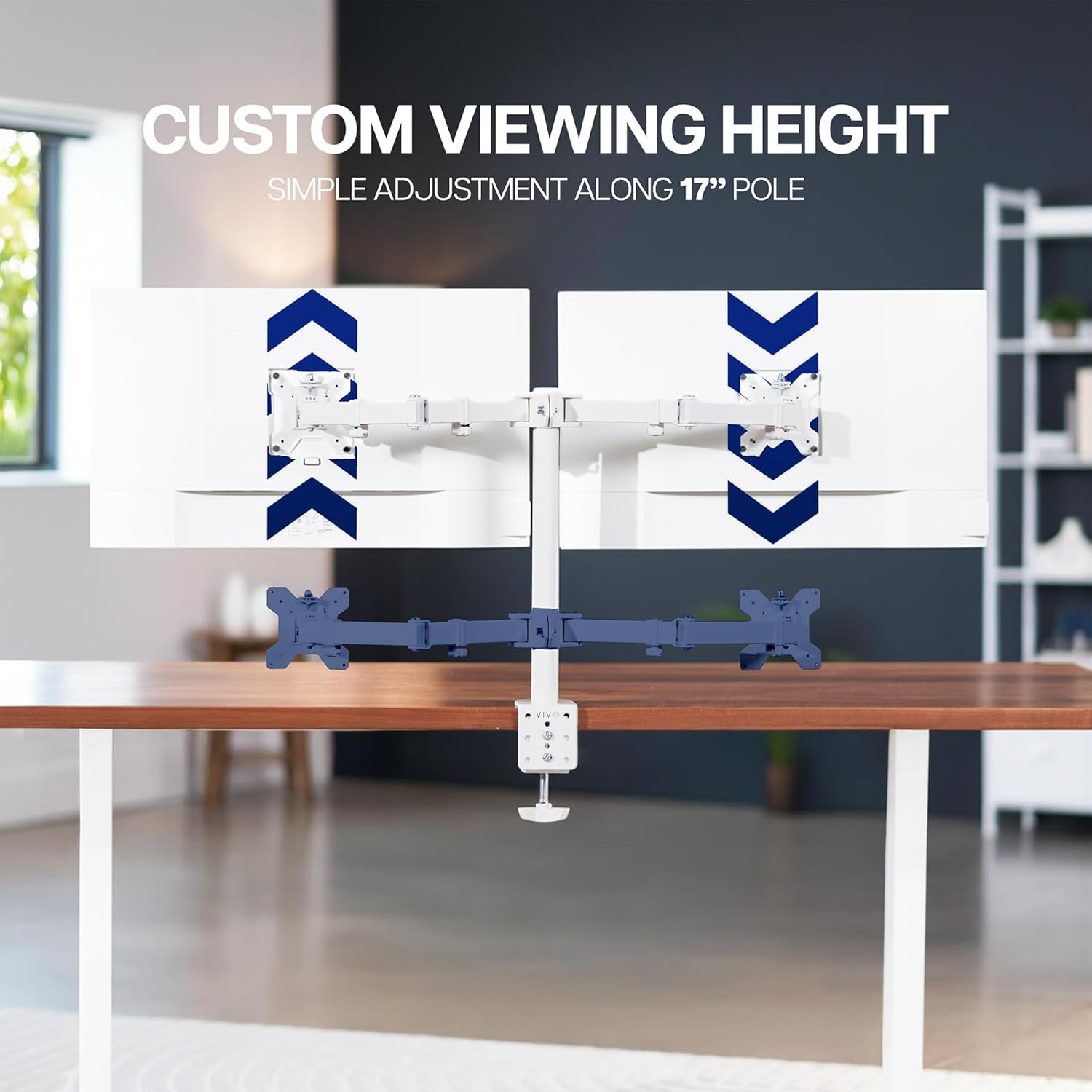 Dual Monitor Desk Mount 13-27 Inch Heavy Duty Adjustable White VIVO