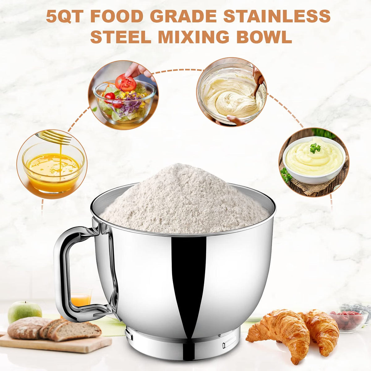 Stand Mixer 1000W 5 Quart 8 Speed Tilt Head Baking Food Mixer Black Vospeed