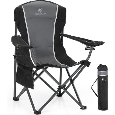 Camping Chair Heavy Duty Folding Outdoor Chair Adults Grey ALPHA CAMP Portable