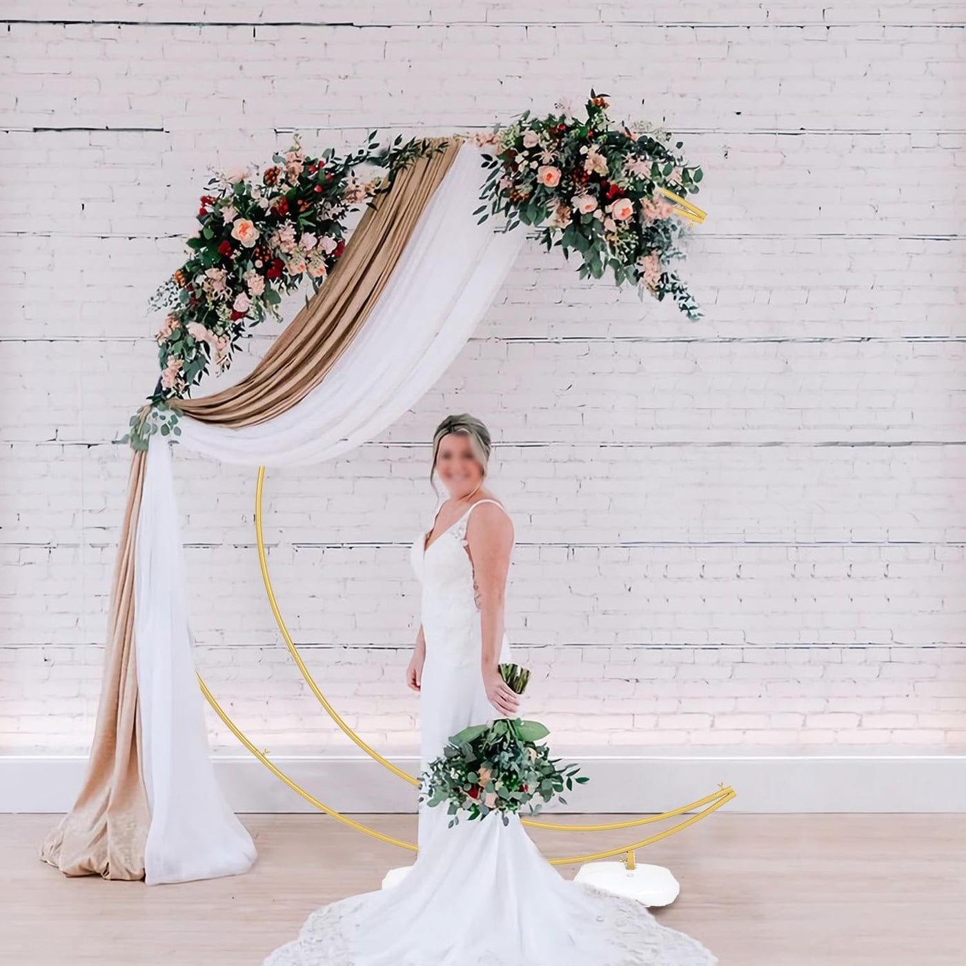 Wedding Arch Stand 2.1m Gold Balloon Backdrop Frame Curved Metal