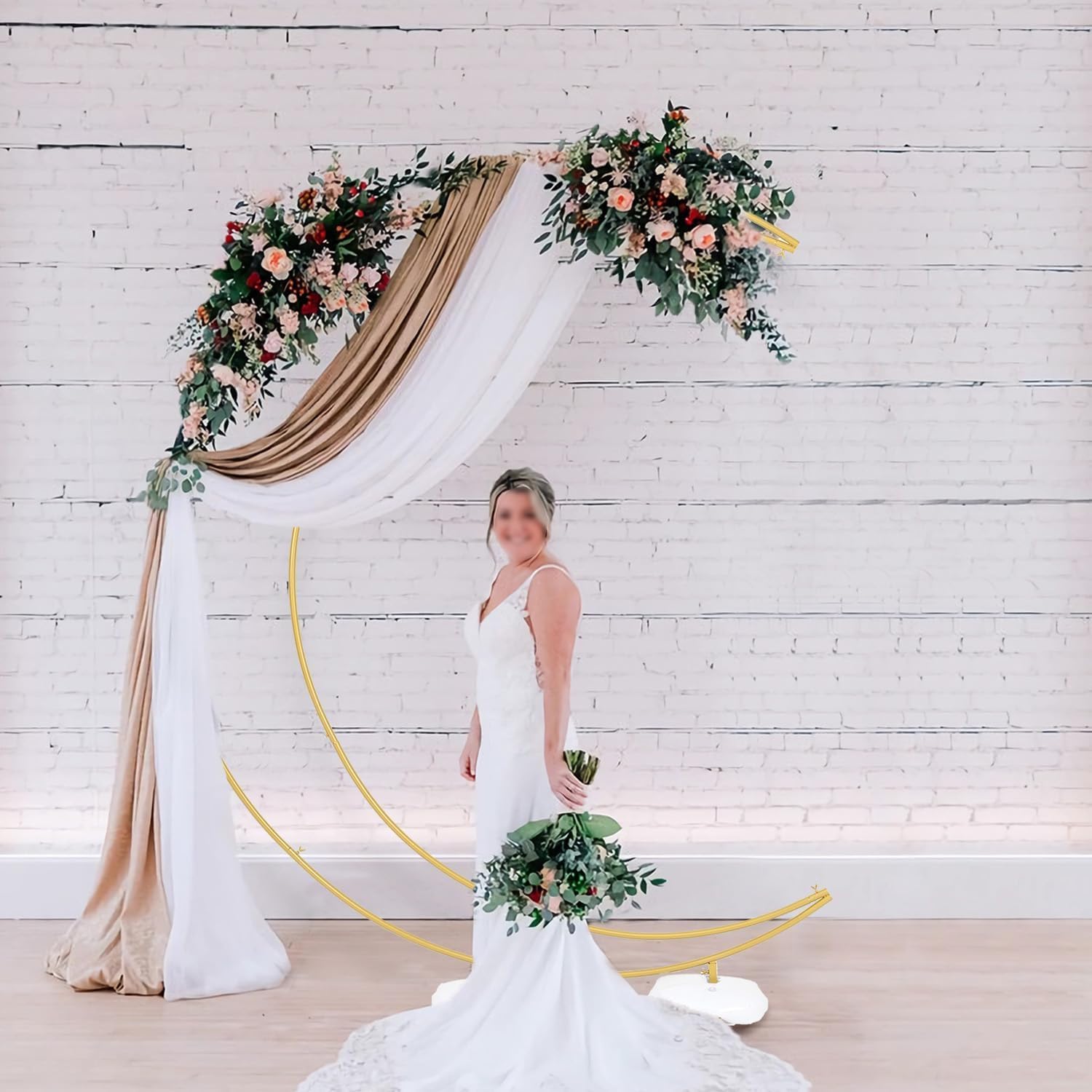 Wedding Arch Stand 2.1m Gold Balloon Backdrop Frame Curved Metal