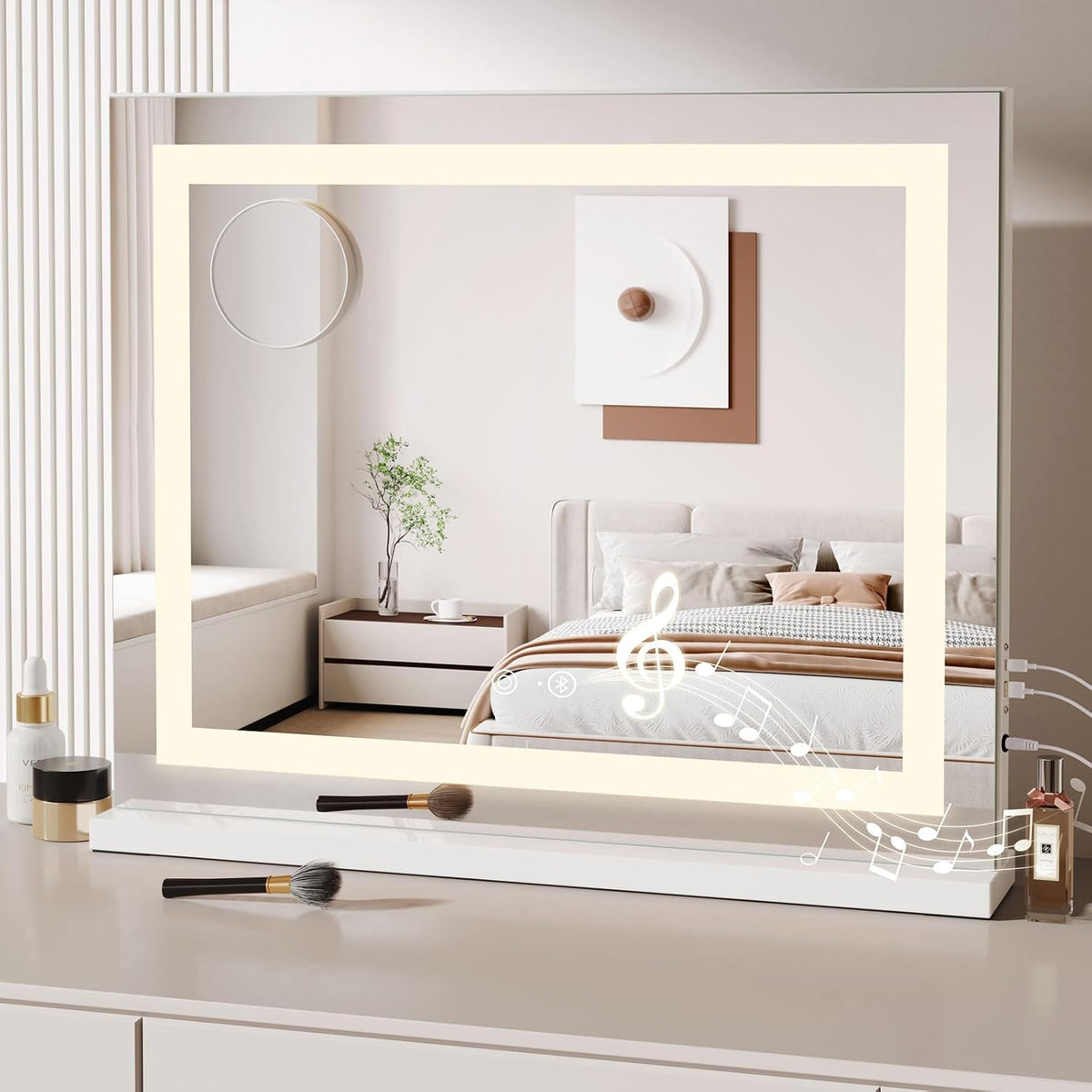 Hollywood Vanity Mirror 58x48cm Bluetooth LED Strip Light White Dripex Makeup