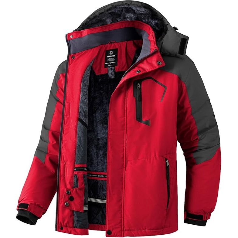 Wantdo Men's Waterproof Hooded Winter Mountain Ski Jacket Coat Red-Massive Discounts