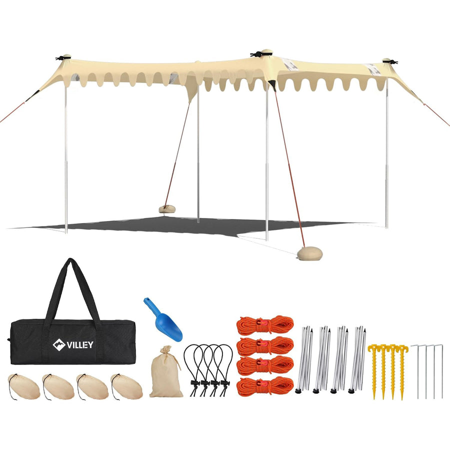 Beach Tent 3x3.3m UPF50+ UV Sun Shade Large Outdoor Shelter VILLEY Camping Canopy
